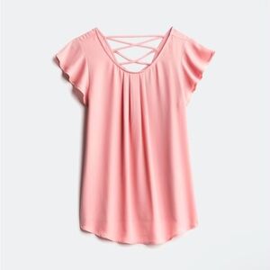 Papermoon Blush Cartina Flutter Sleeve Blouse, Size XS